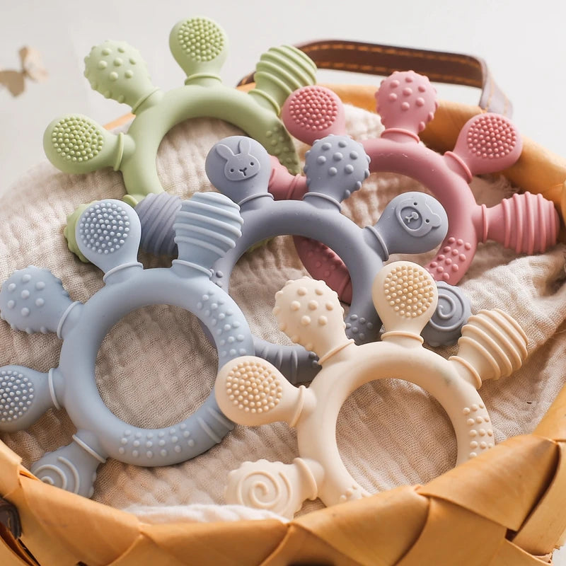 TinyBites™ Teether – Anneau de Dentition en Silicone, Sécurisé et Apaisant pour Bébé