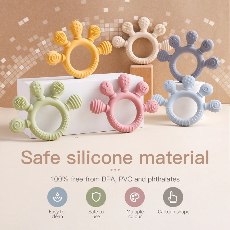 TinyBites™ Teether – Anneau de Dentition en Silicone, Sécurisé et Apaisant pour Bébé