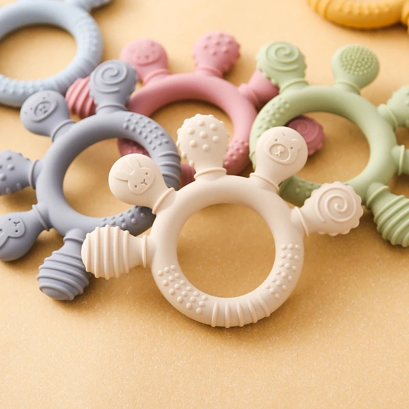 TinyBites™ Teether – Anneau de Dentition en Silicone, Sécurisé et Apaisant pour Bébé