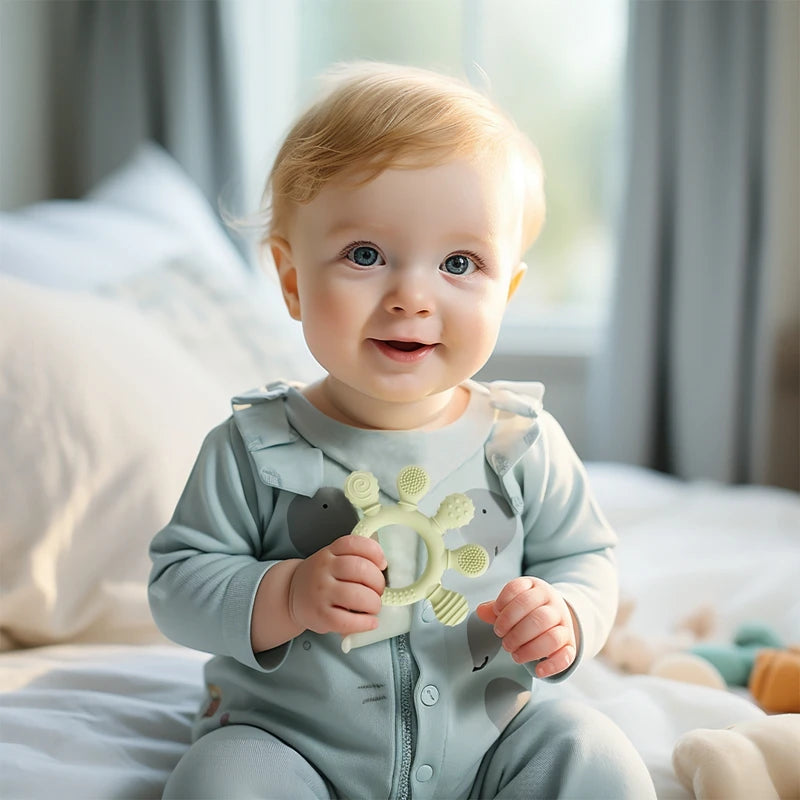 TinyBites™ Teether – Anneau de Dentition en Silicone, Sécurisé et Apaisant pour Bébé